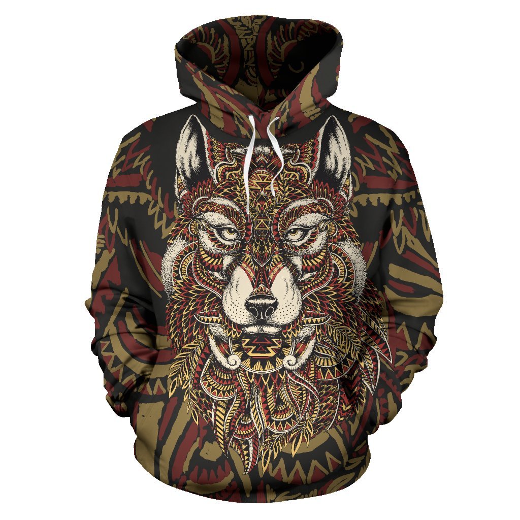 Red Wolf Tribal Pullover Hoodie – bliceshirt