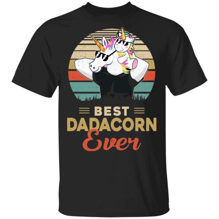 Vintage Best Dadacorn Ever Dad And Baby Unicorn Father’s Day T-shirt