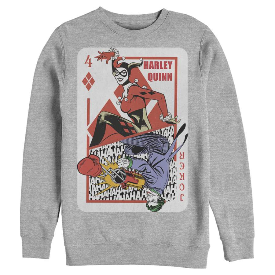 Batman Men’s Harley Quinn Joker Poker Card  Sweatshirt