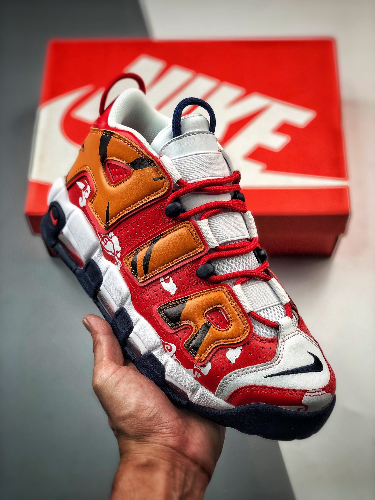 Custom Nike Air More Uptempo White Red Yellow 5338631