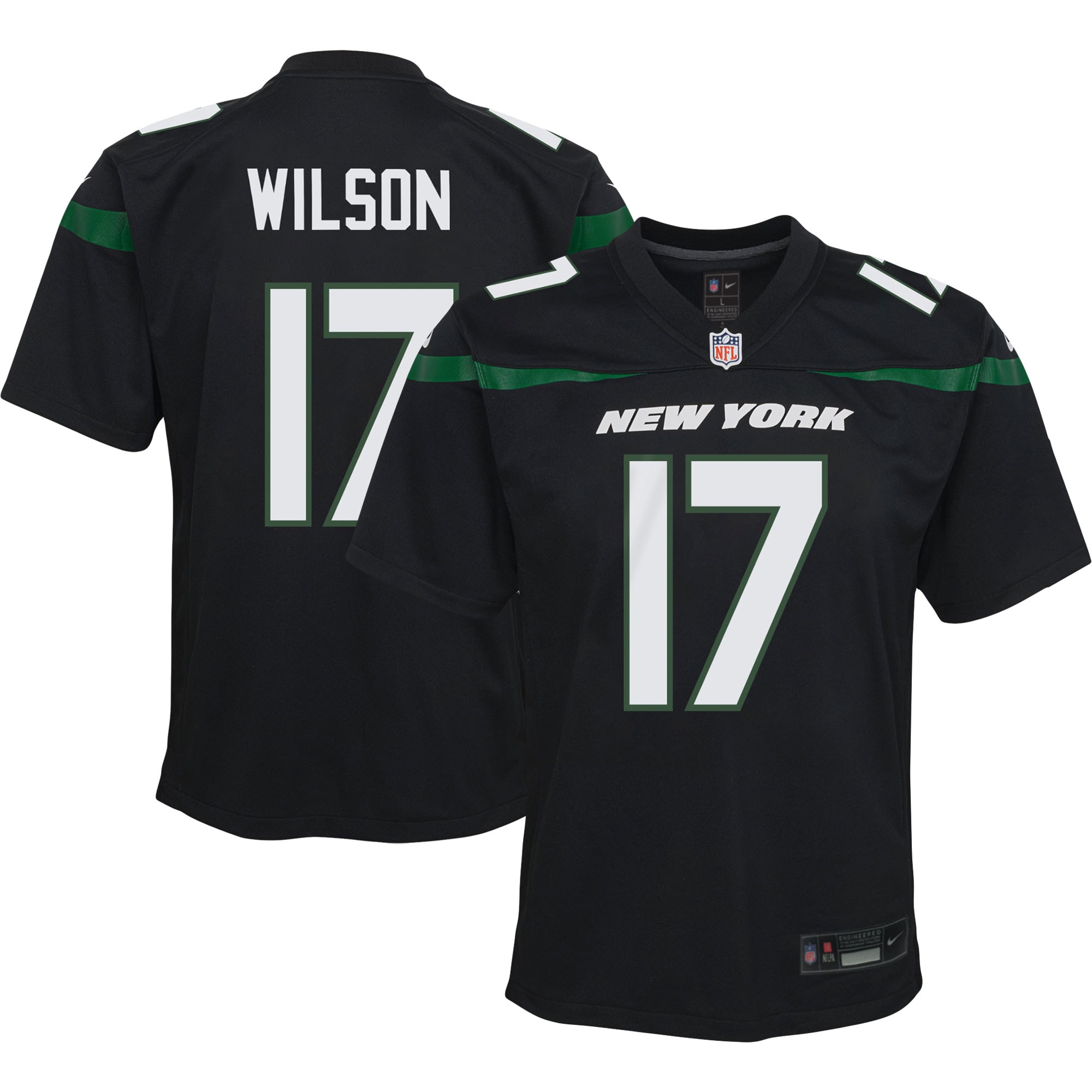 Youth New York Jets Garrett Wilson Black Game Jersey