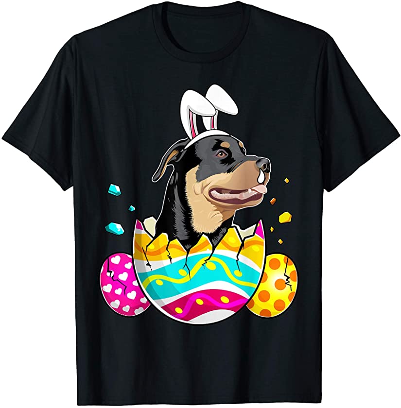 Rottweiler Bunny Ears Eggs Easter Day Gift Mens Womens Kids T-Shirt