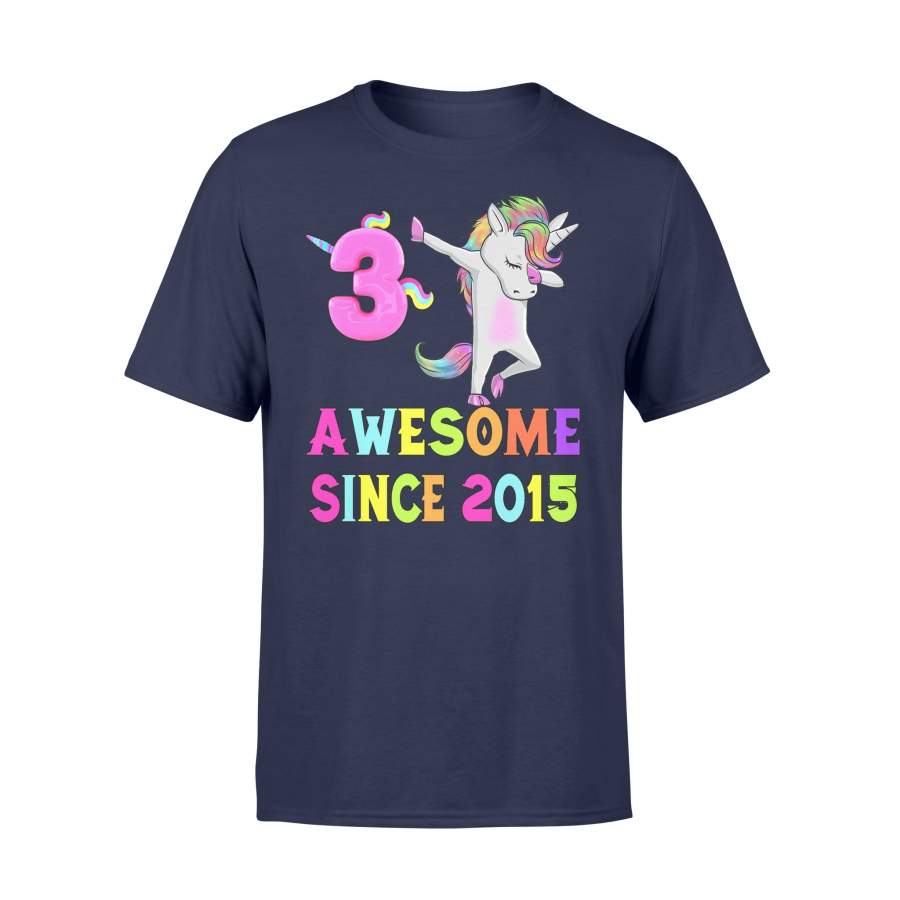 3rd B-Day Unicorn Dabbing Awesome Since 2015 T Shirt