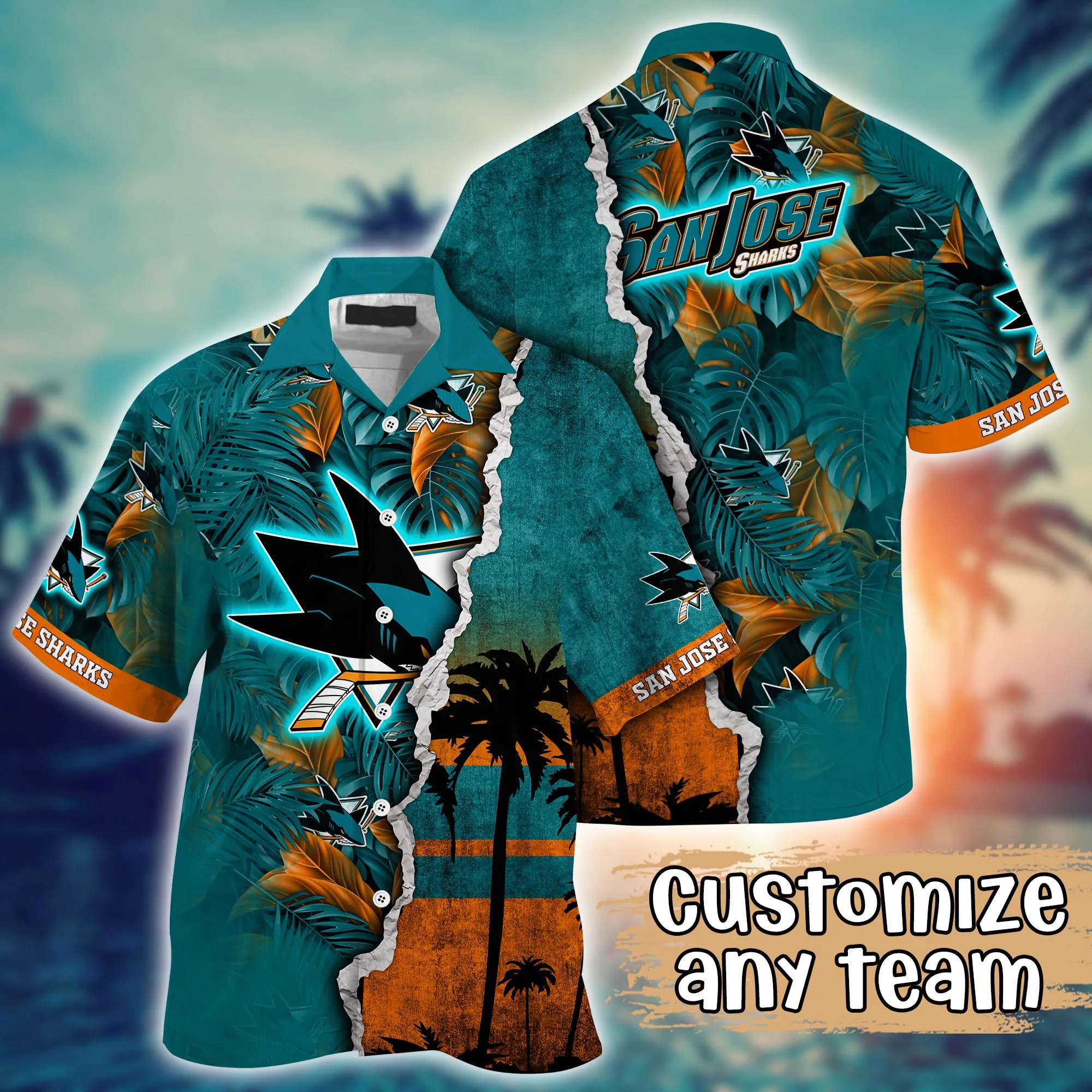 San Jose Sharks Nhl Hawaiian Shirt Custom Sun Rays Aloha Shirt