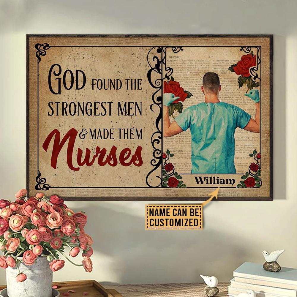 Aeticon Gifts Personalized Male Nurse The Strongest Men Canvas Mom Dad Gift Home Decor