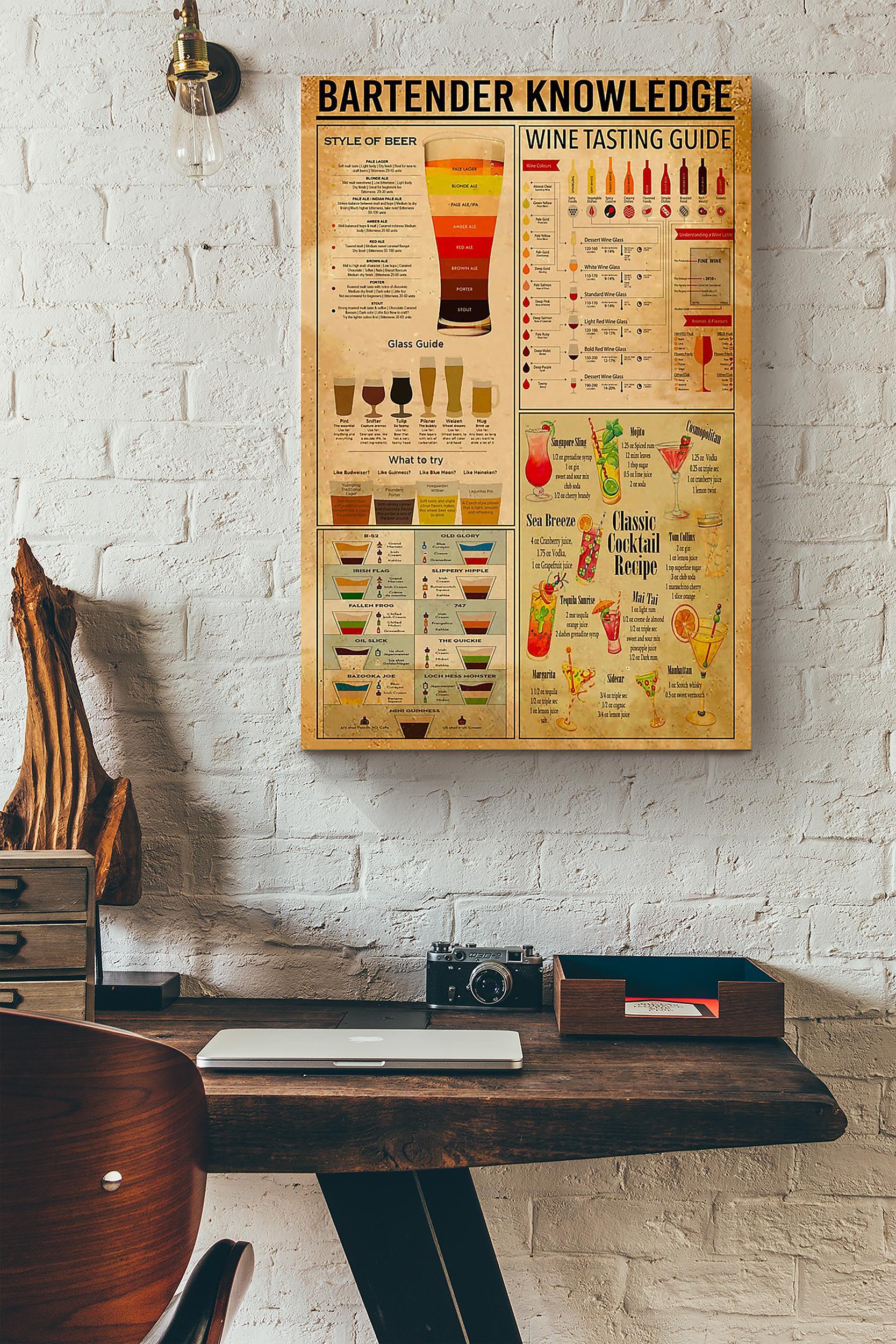 Bartender Vintage Knowledge Wrapped Canvas