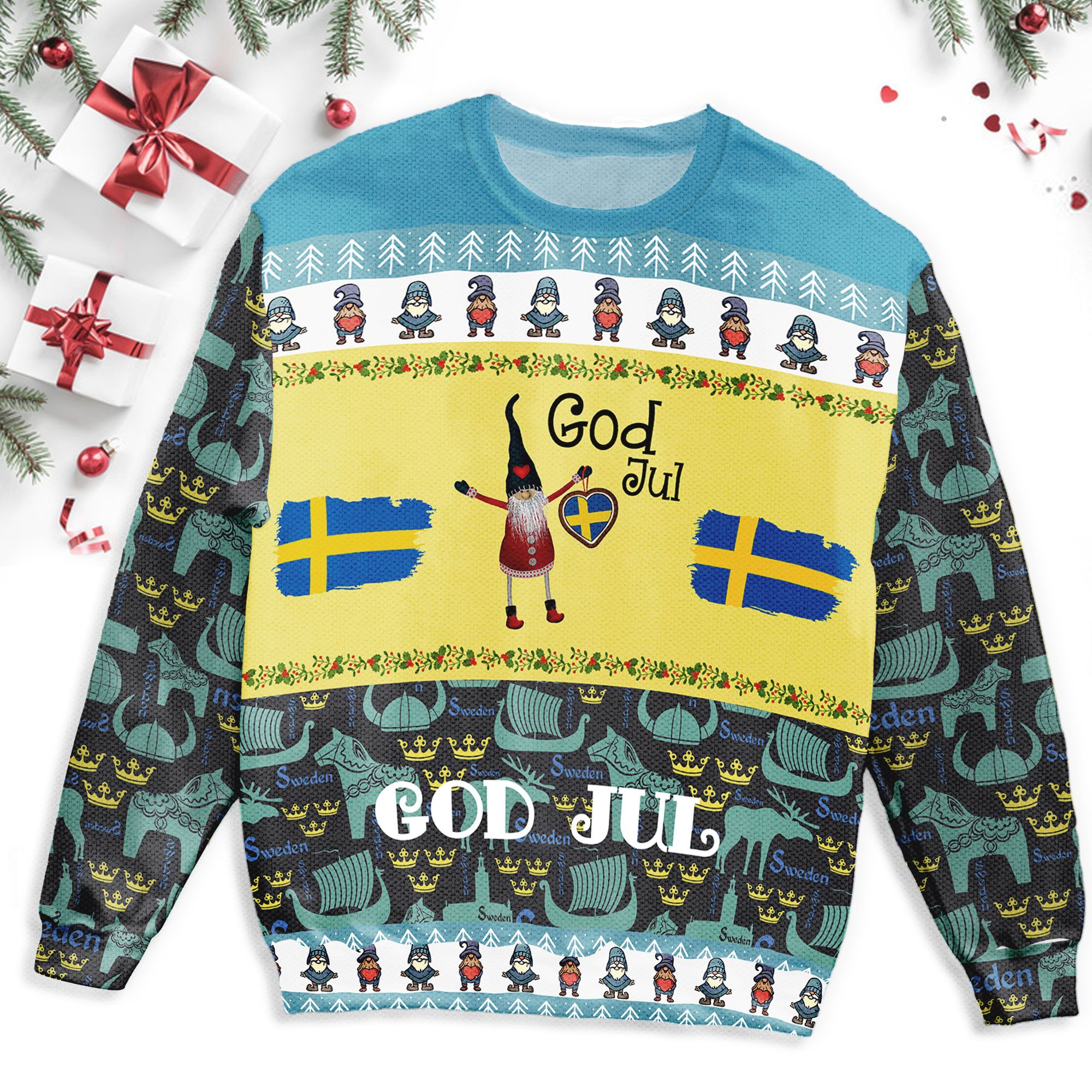 Swedish Flag Christmas Ugly Sweater