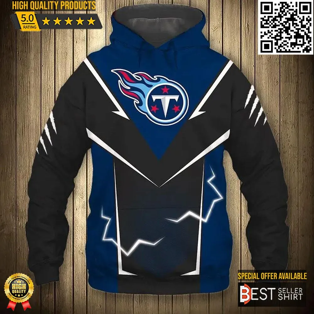 Tennessee Titans Logo 3D Hoodie Football Jersey 3D Lightning Graphic