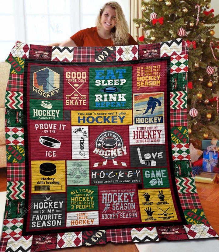 BORN TO PLAY HOCKEY QUILT BLANKET