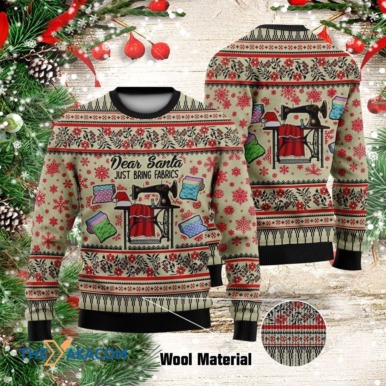 Sewing Machine And Fabrics In Christmas Gift For Christmas Ugly Christmas Sweater