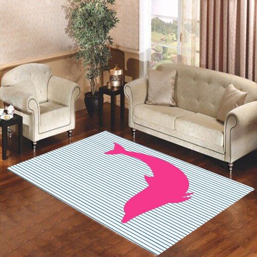 Dolphin Stripes Pink Living Room Carpet Rugs