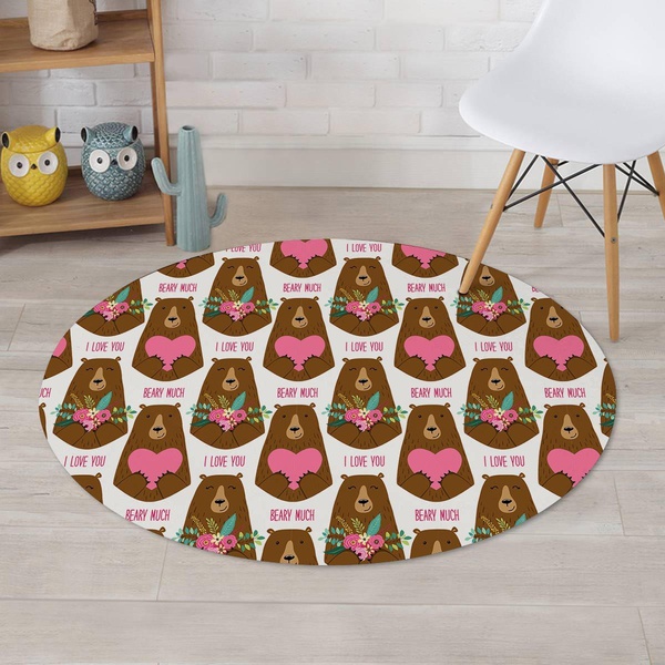 Brown Mama Bear Round Rug