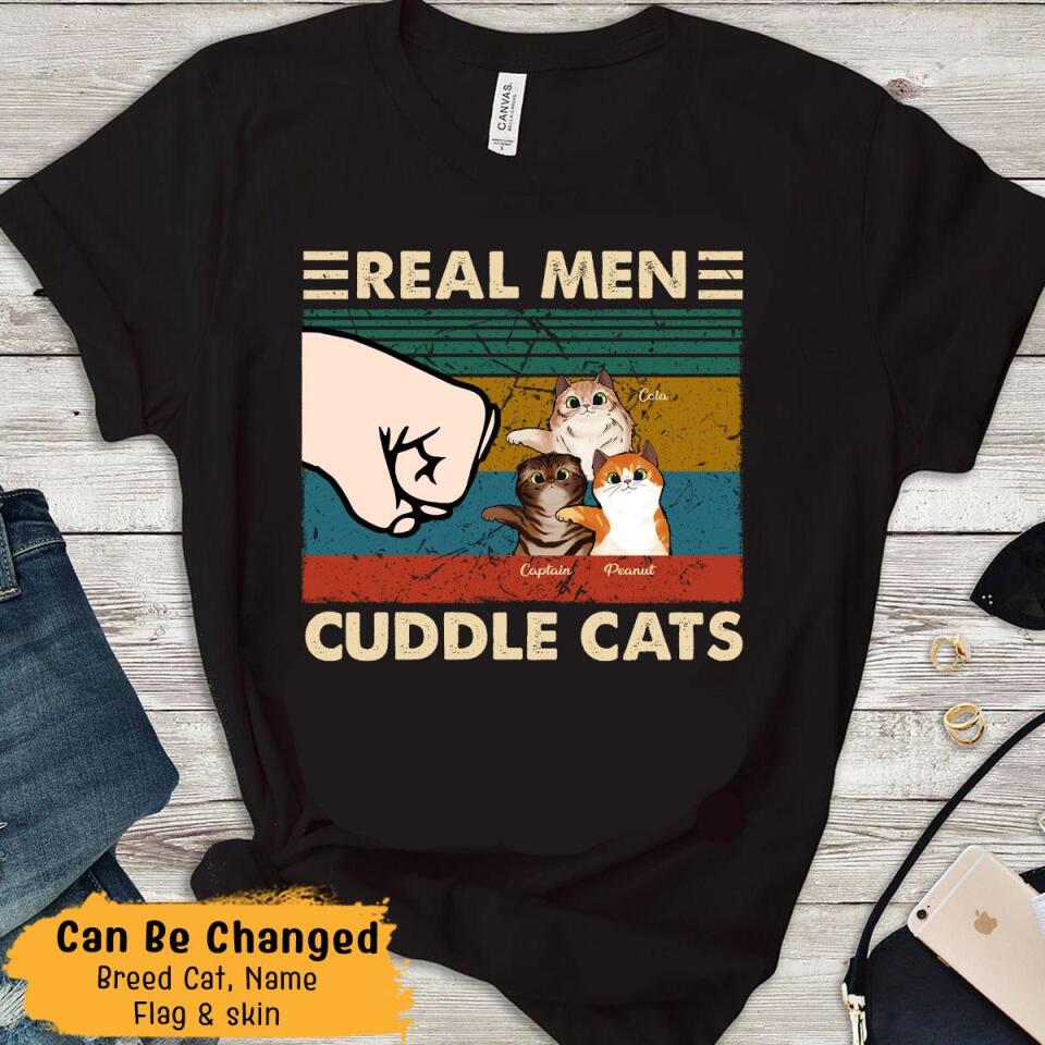 Trending Personalzied Real Men Cuddle Cats – Gift For Dad, Personalized Women Shirt