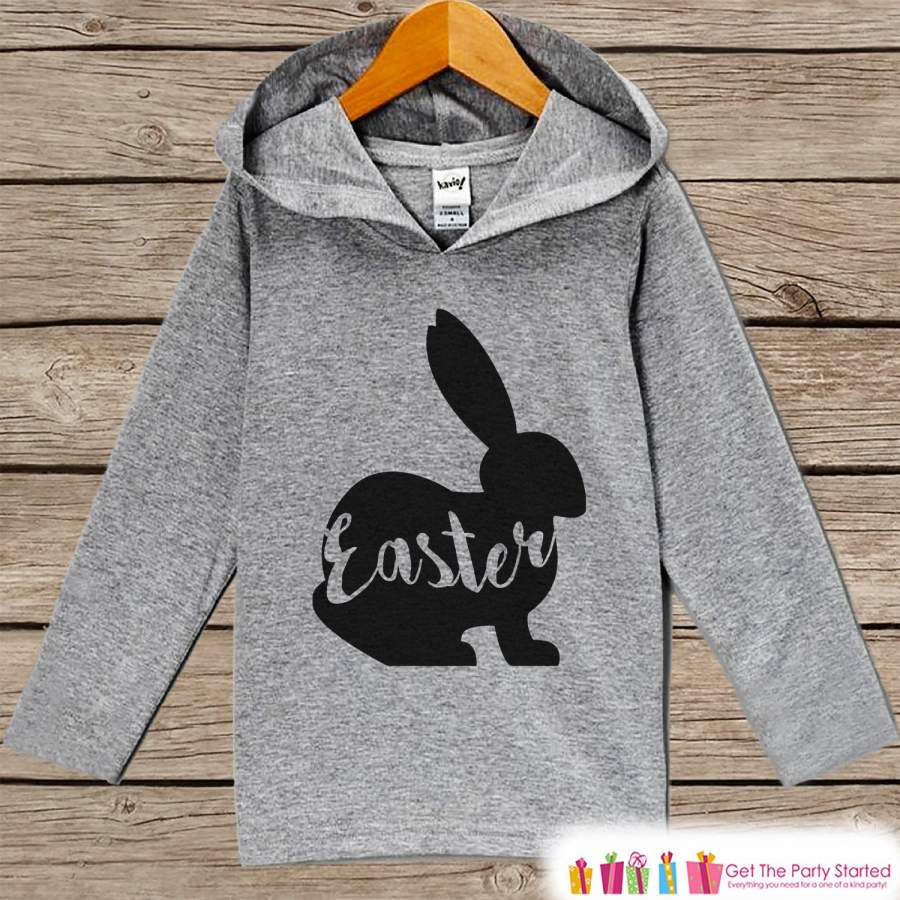 Kids Easter Outfit – Easter Bunny Hoodie – Easter Spring Pullover – Baby Boy or Girl Easter Outfit – Egg Hunt – Kids Grey Toddler Hoodie