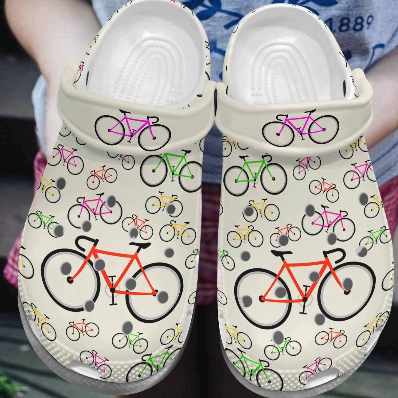 Cycling Personalized Clog, Custom Name, Text, Color, Number Fashion Style For Women, Men, Kid, Print 3D Bicycle Pattern Vq