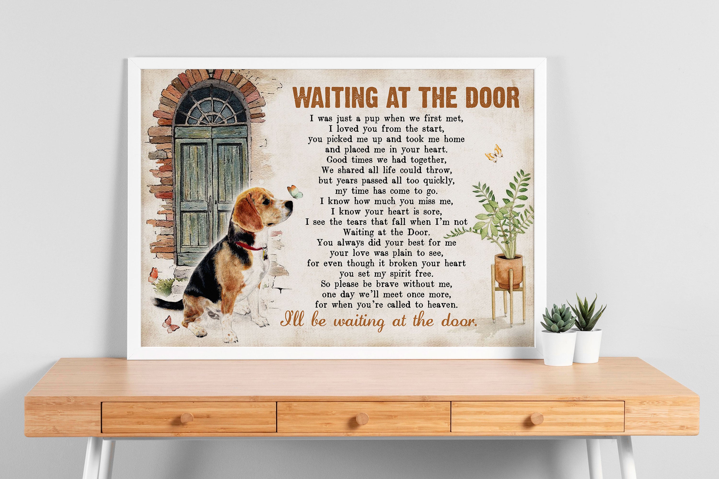 Poster No Frame, Beagle Waiting At The Door Dog Poem For Dog Lover 