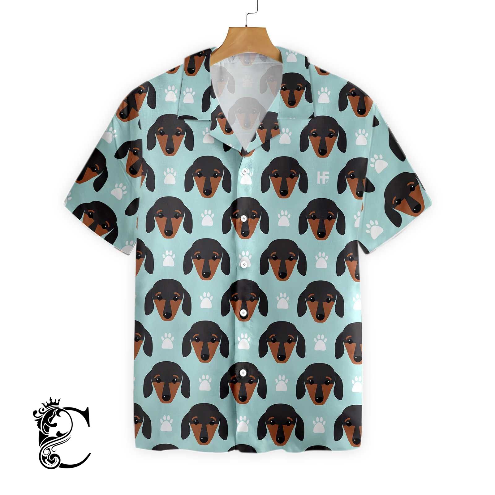 Little Dachshund Puppy Head Hawaiian Shirt