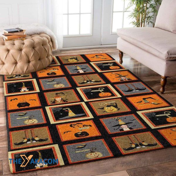 Cute Pumpkin Frame Happy Halloween Rectangle Area Rug Floor Decor