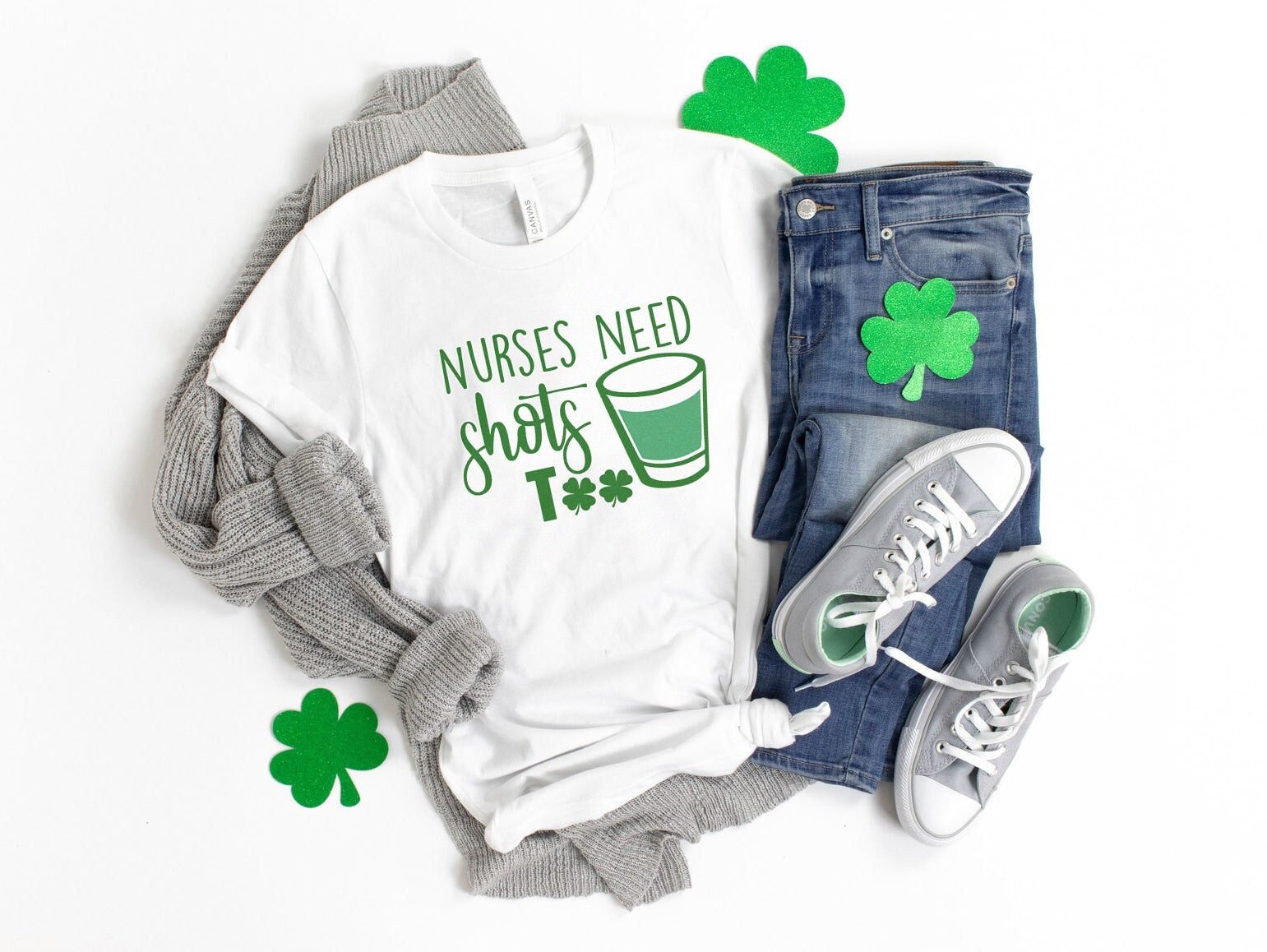 Nurses Need Shots Too – Funny Nurse St Patricks Day T-Shirt, St. Patty’s Nursing Tshirt, Lucky Nurse Shirt, St Paddys Gift, Shamrock Tee