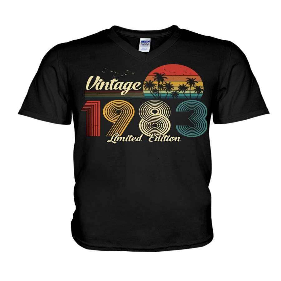 Vintage 1983 Limited Edition Special Custom Design Personalized Year Gift Guys V-Neck