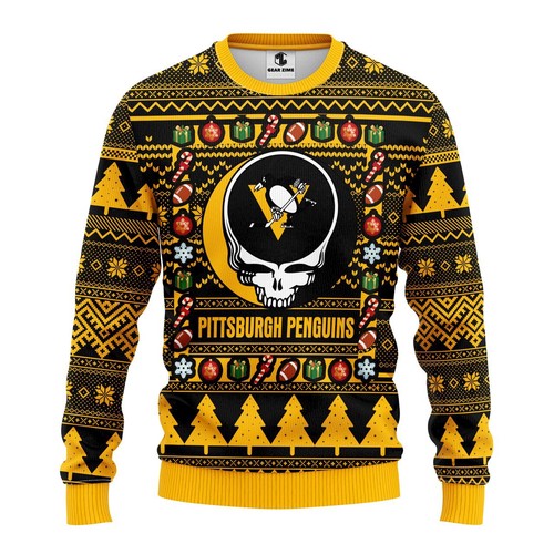 Pittsburgh Penguins Grateful Dead Christmas Gift For Fan Ugly Wool Sweater Christmas