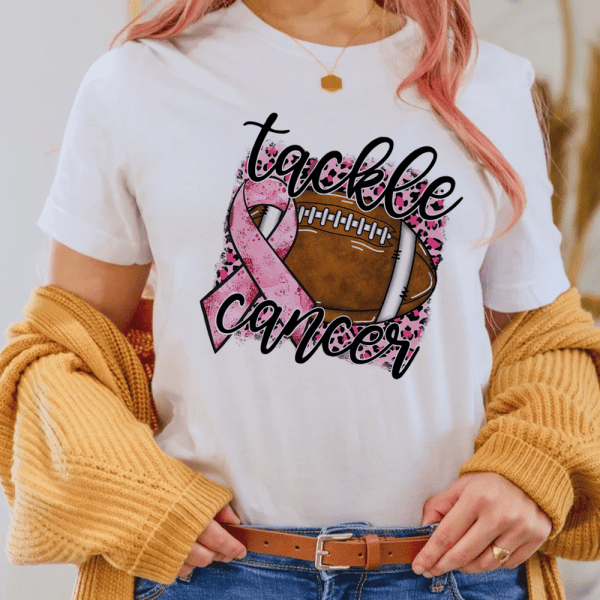 Tackle Cancer Pink Ribbon Breast Cancer Awareness T-Shirt