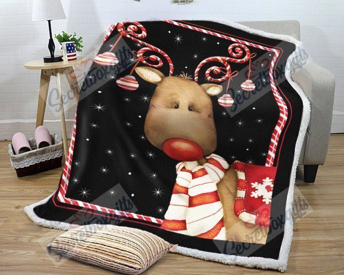 Candy Cane Reindeer Christmas Gs-Ld1111 Fleece Blanket