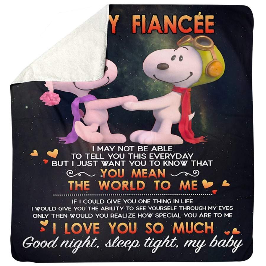 To My Fiancée Love You So Much Snoopy Sherpa Blanket