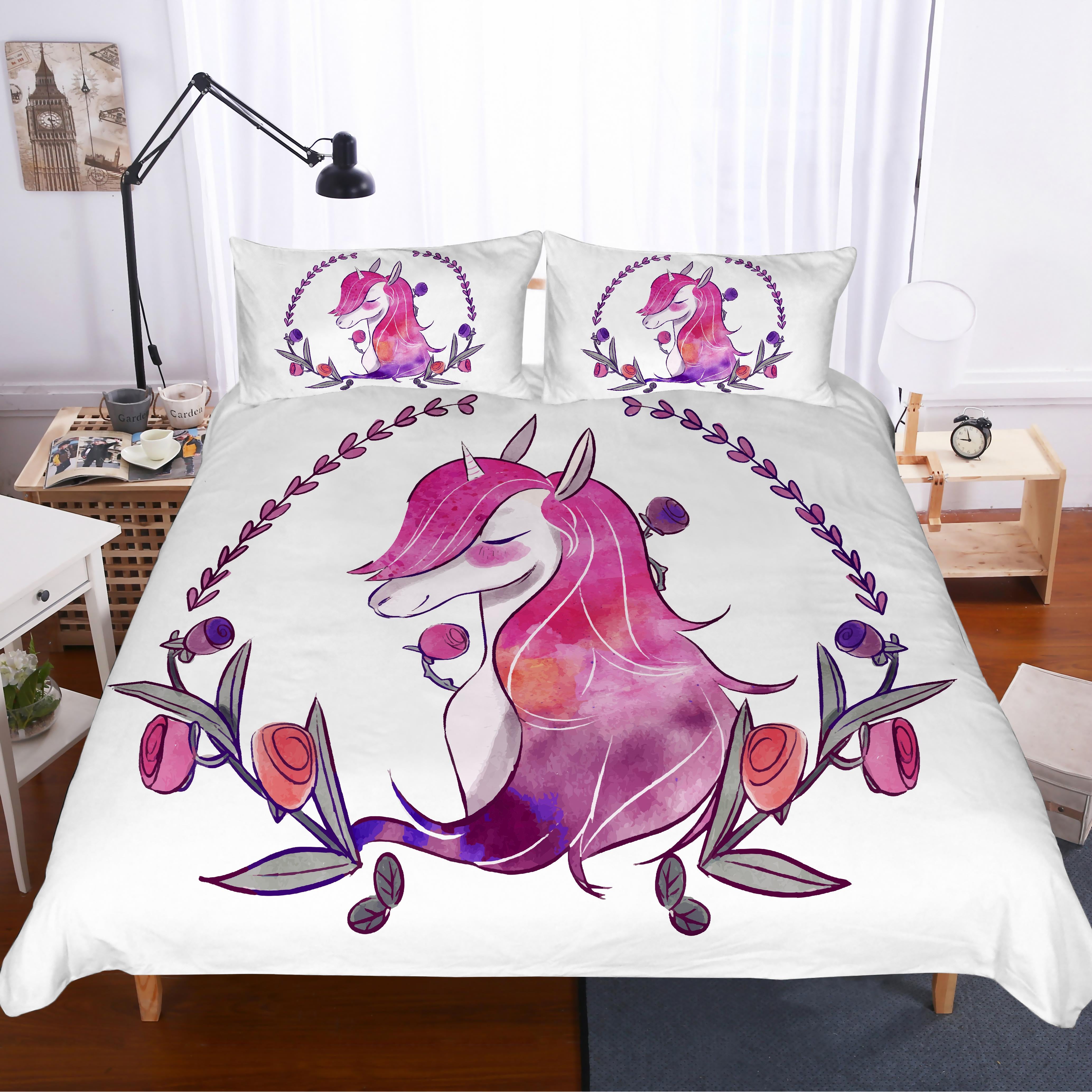 3D Beautiful Animals Unicorn Quilt Cover Set Bedding Set Pillowcases 56