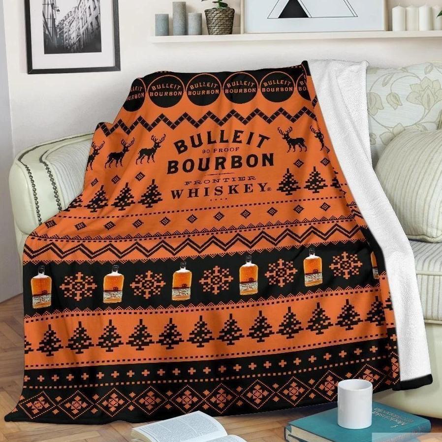 Bulleit Ugly Xmas Whisky Fleece Blanket