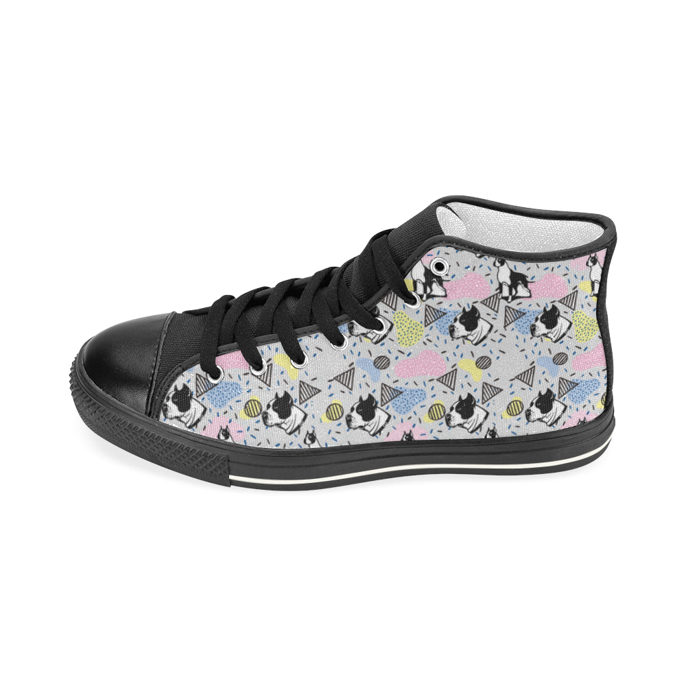 American Staffordshire Terrier Pattern Black Men’s Classic High Top Canvas Shoes