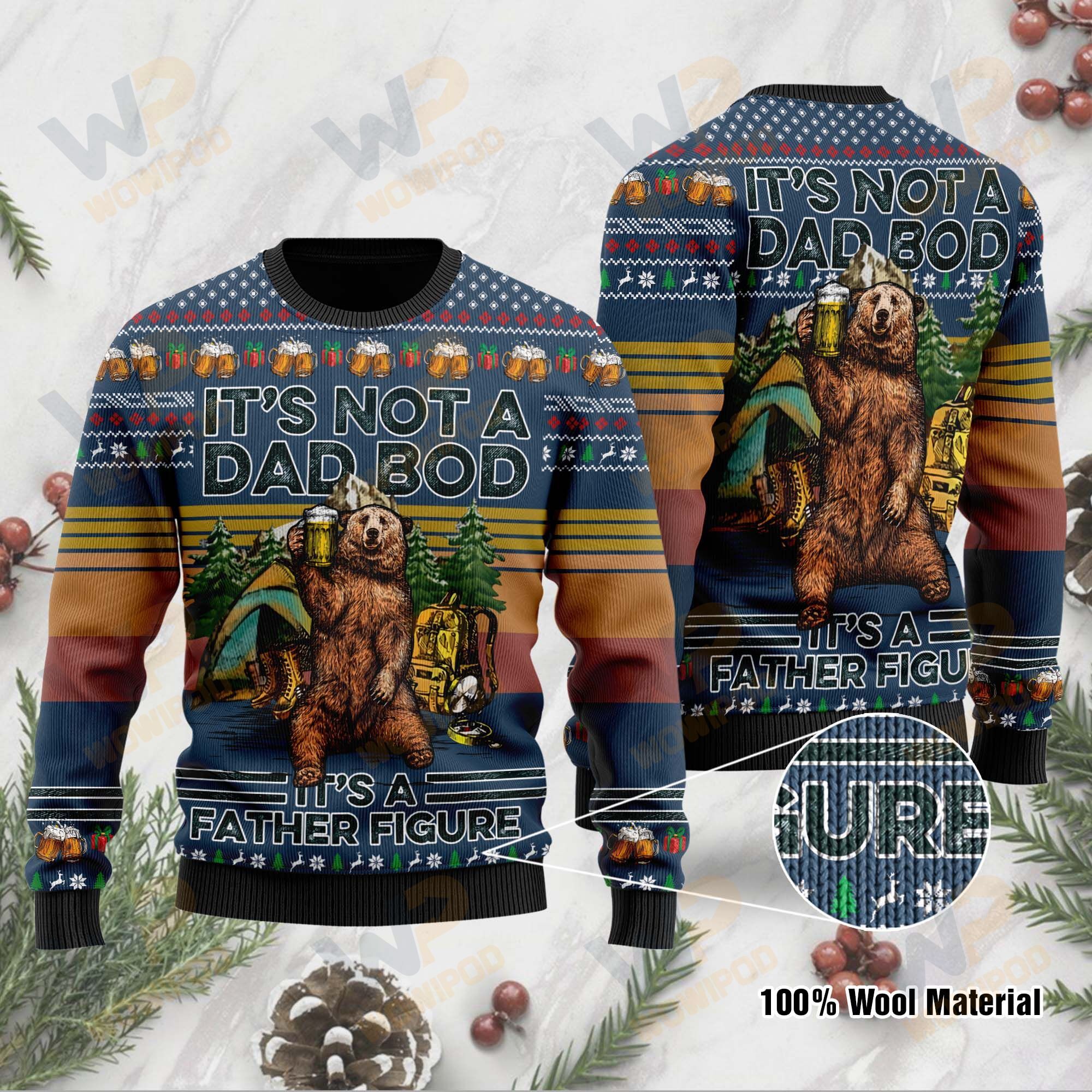 Bear And Beer – It’s Not A Dad Bod Funny Ugly Christmas Sweater