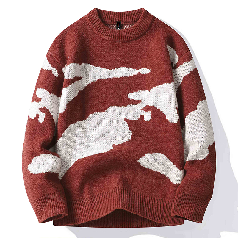 2022 Autumn Men Casual Sweater Cloud Pattern Cute Couple Sweaters Round Neck Long Sleeve Male Knitted Sweater Harajuku Pullover alx