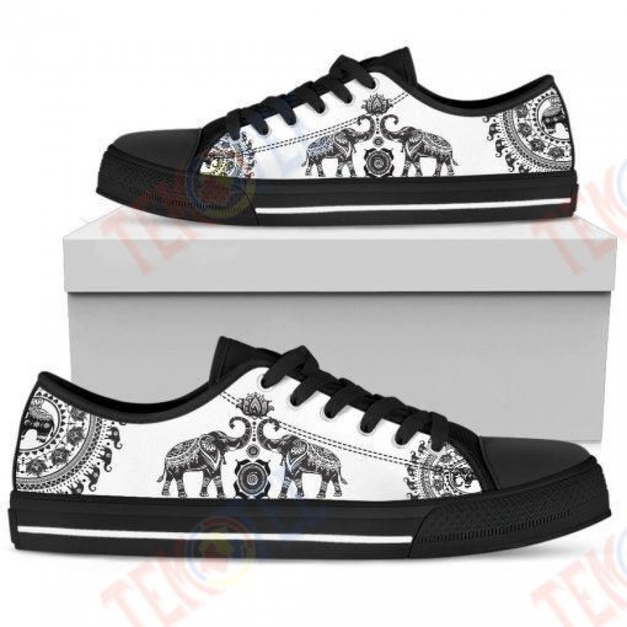 Mens Womens Elephant Mandala Low Top Shoes Custom Print Footwear Convers Sneakers TMT379