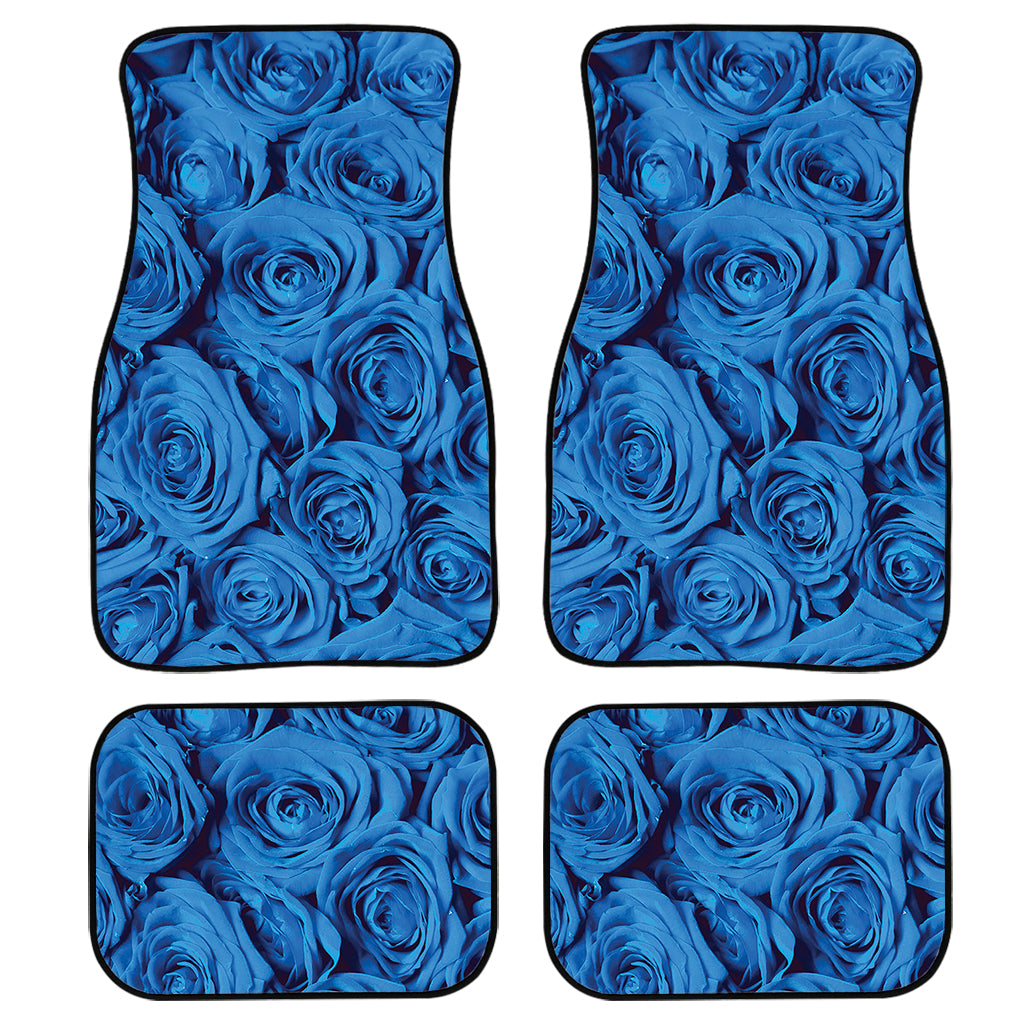 Blue Rose Print Front And Back Car Floor Mats, Front Car Mat