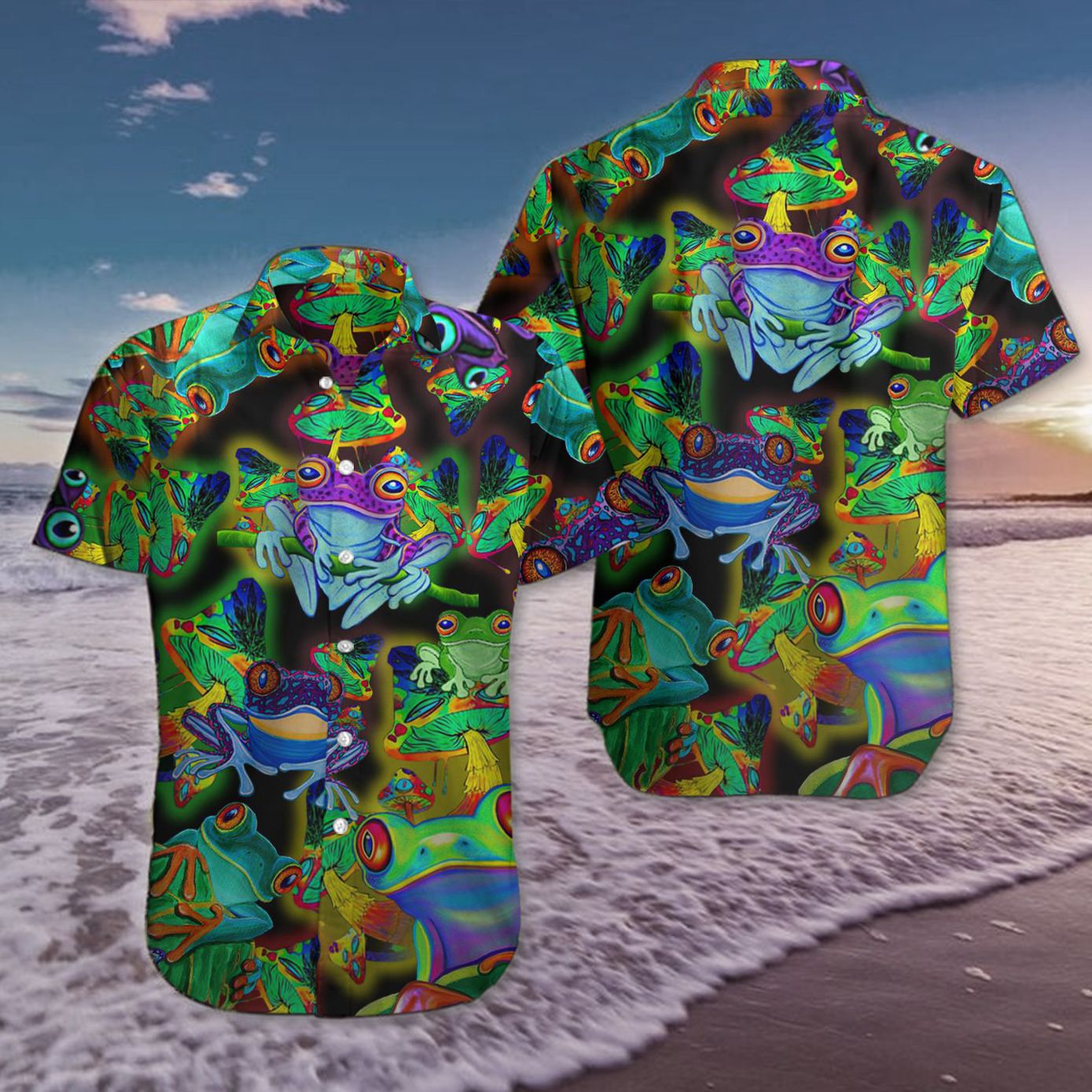 Amazing Frogs And Mushrooms Hawaii Shirt Summer Shirts Women Unique Gifts For Wife Ha70081