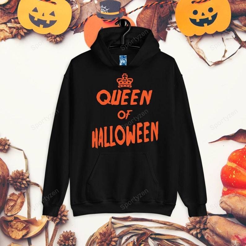 Queen Of Halloween Or King Of Halloween Matching Couple Hoodie