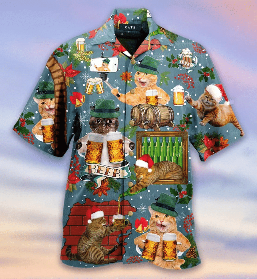 Find Hawaii Aloha Shirts Cats Drink Beer Ha35519