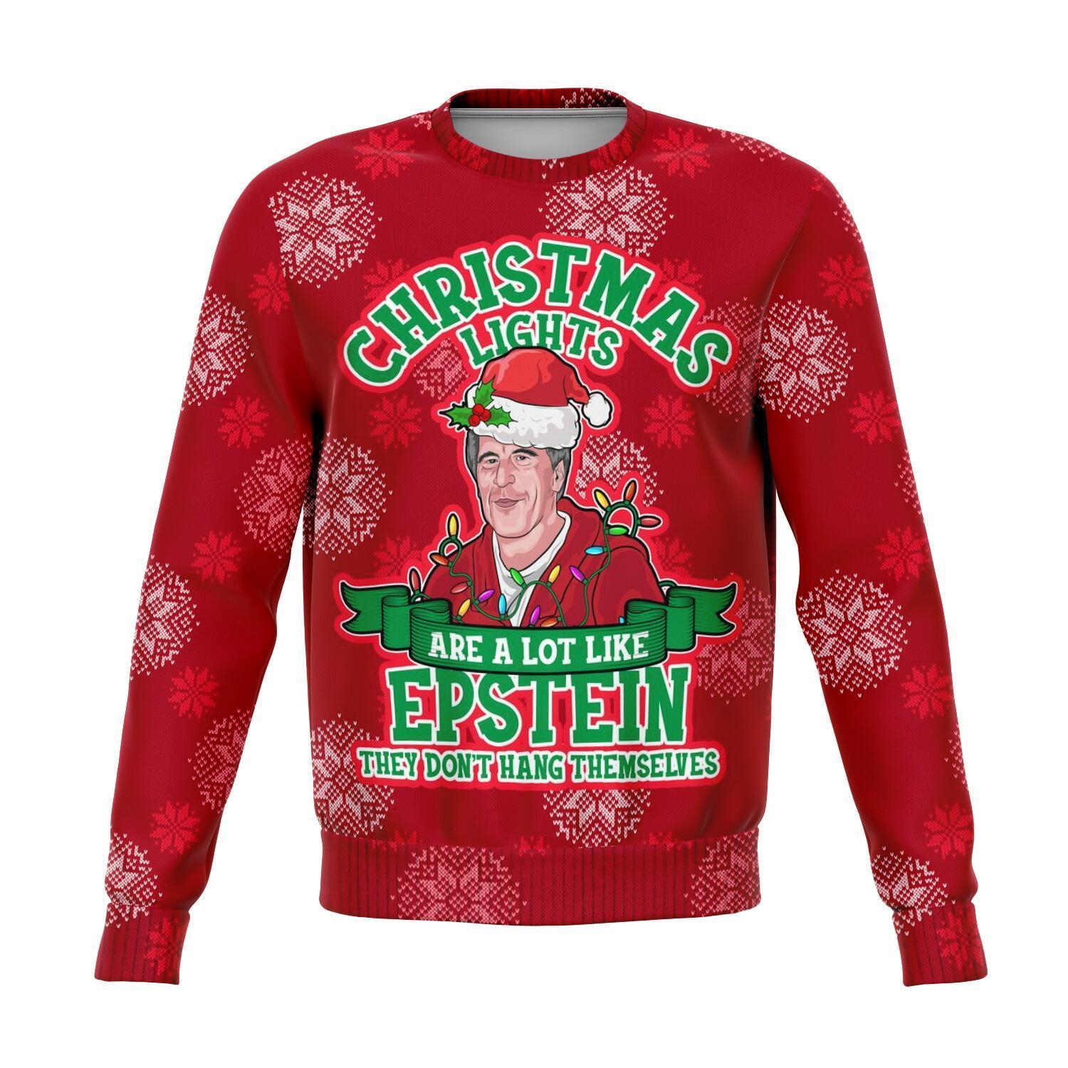 XMAS LIGHTS ARE LIKE EPSTEIN PREMIUM UGLY CHRISTMAS SWEATER – AMAZING GIFT IDEA – THANKSGIVING GIFT