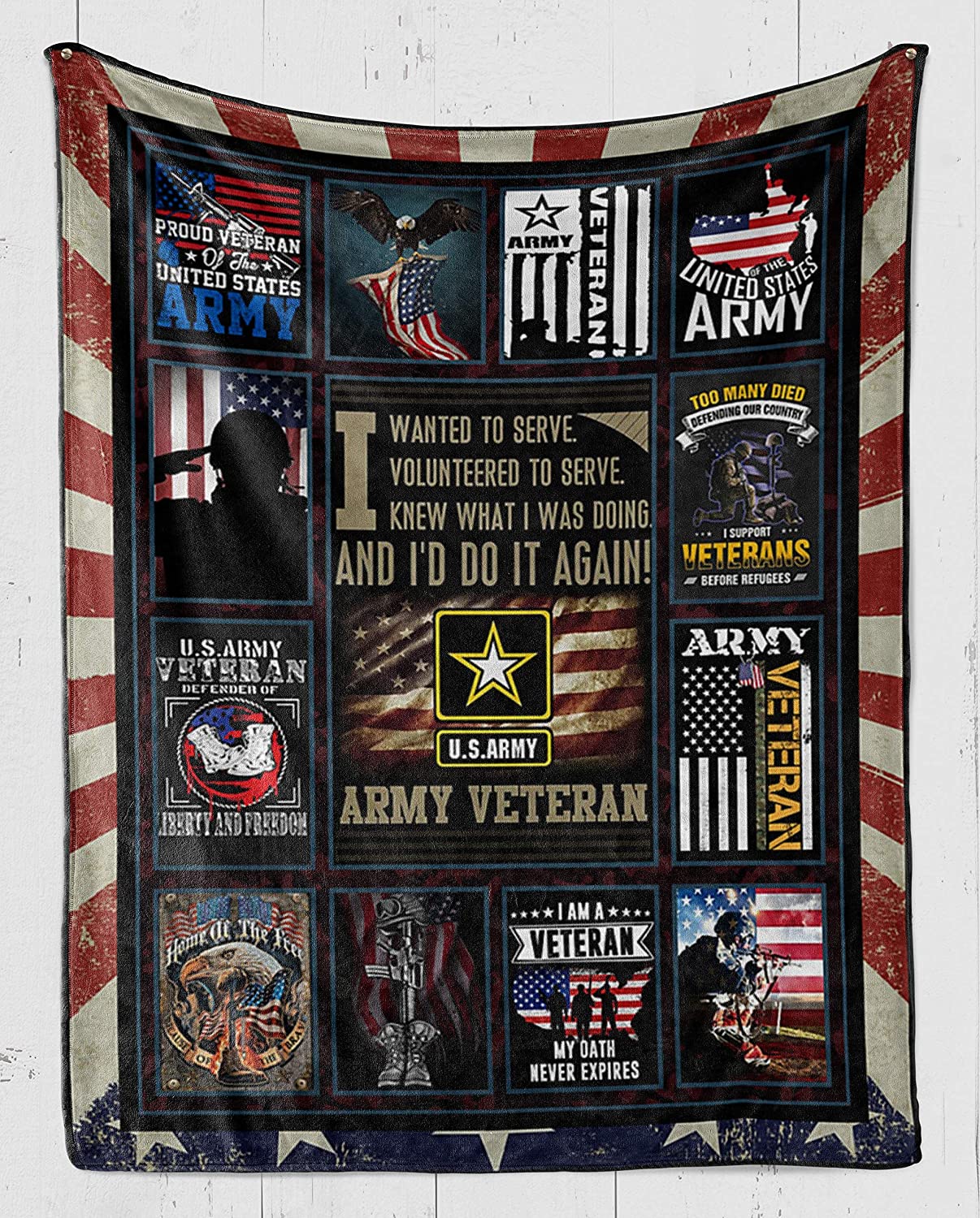 Us Veteran Blanket – I Wanted To Serve. Volunteered To Serve. Knew That I Was Doing And I’D Do It Again Army Veteran – Fleece Blanket Soft Comfortable Blanket For Sofa Chair Travelling Camping
