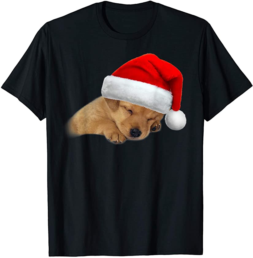 Cute Yellow Lab Puppy Shirt Dog Santa Hat Christmas Gift T-Shirt