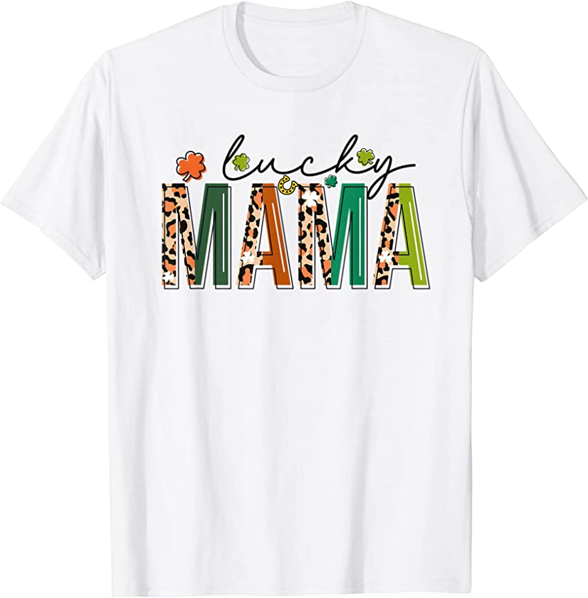 St Patrick’s Day Leopard Shirt For Mom Grandma Lucky Mama T-Shirt