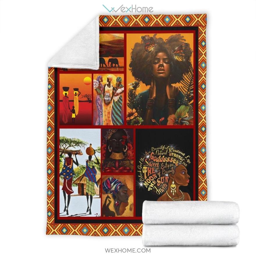 African Woman The Moon The Sun Premium Blanket