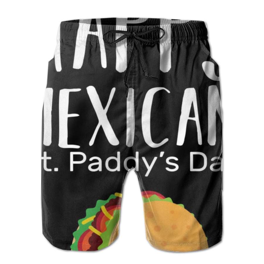 2 Pack Happy Mexican St. Paddy’s Day Poster Men Swim Trunks Drawstring Elastic Waist Quick Dry Beach Shorts with Mesh Lining Swimwear Bathing Suits