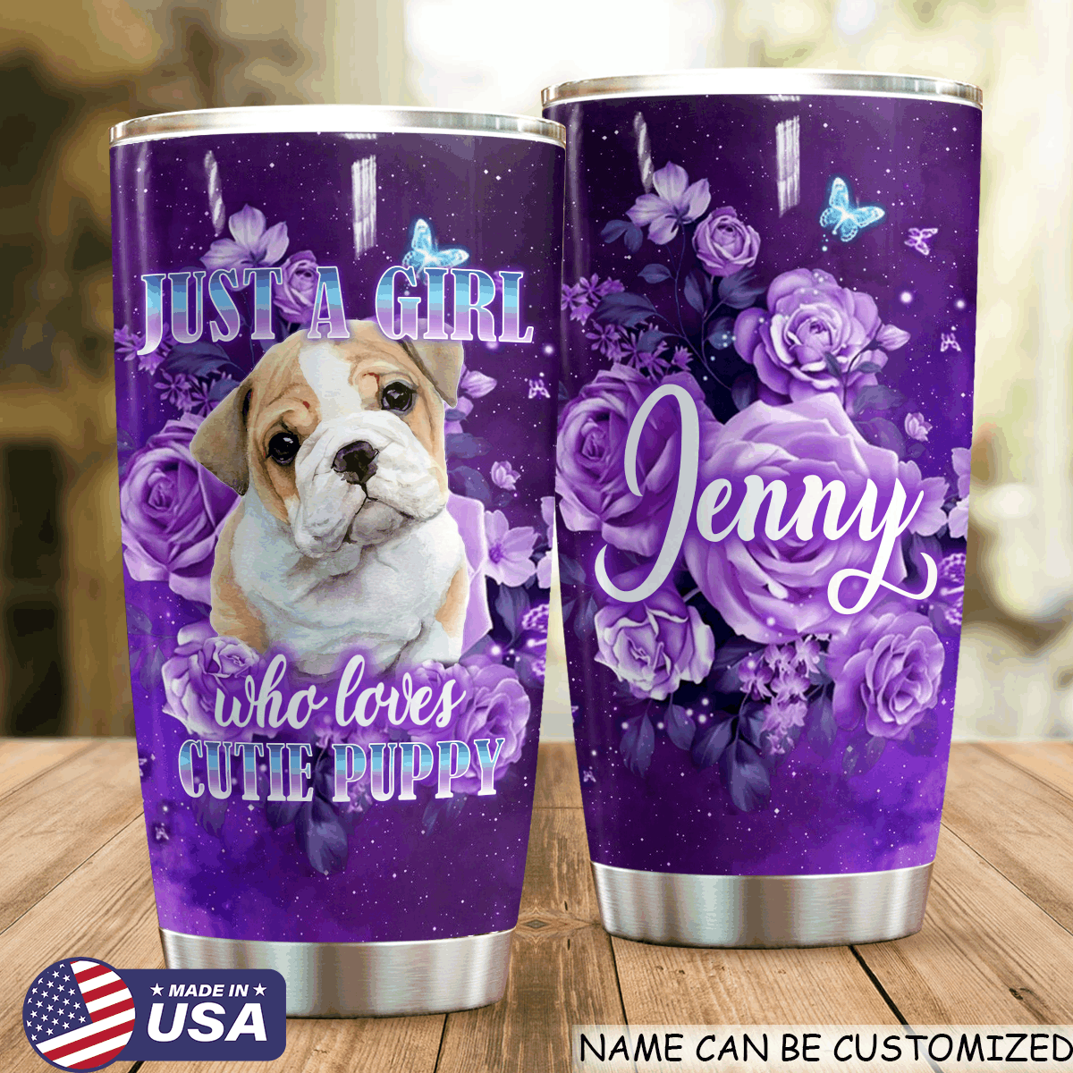 Dog Personalized Just A Girl Who Loves Cutie Puppy Tumbler Pre1016