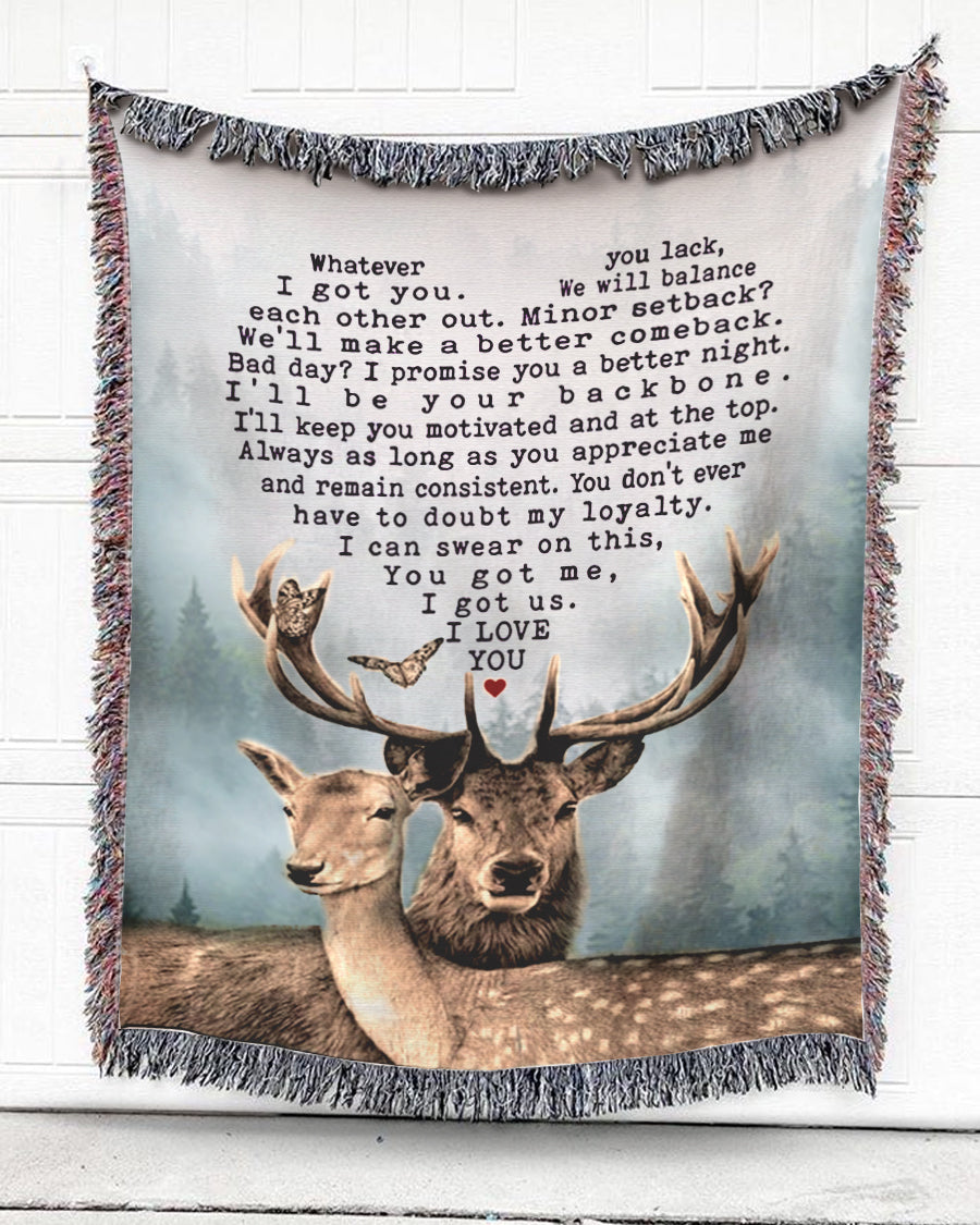 Woven Throw For Husband And Wife Wedding Anniversary Gift, Dear My Deer, Cotton Blanket