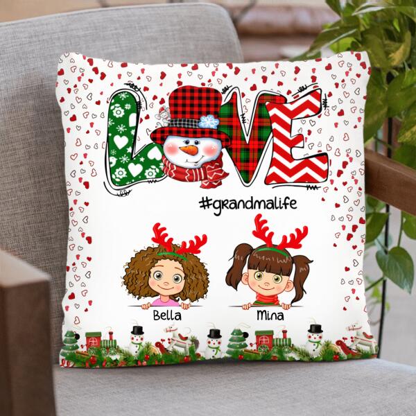 Custom Personalized Grandmalife Pillow Cover – Upto 6 Kids – Christmas Gift For Grandma