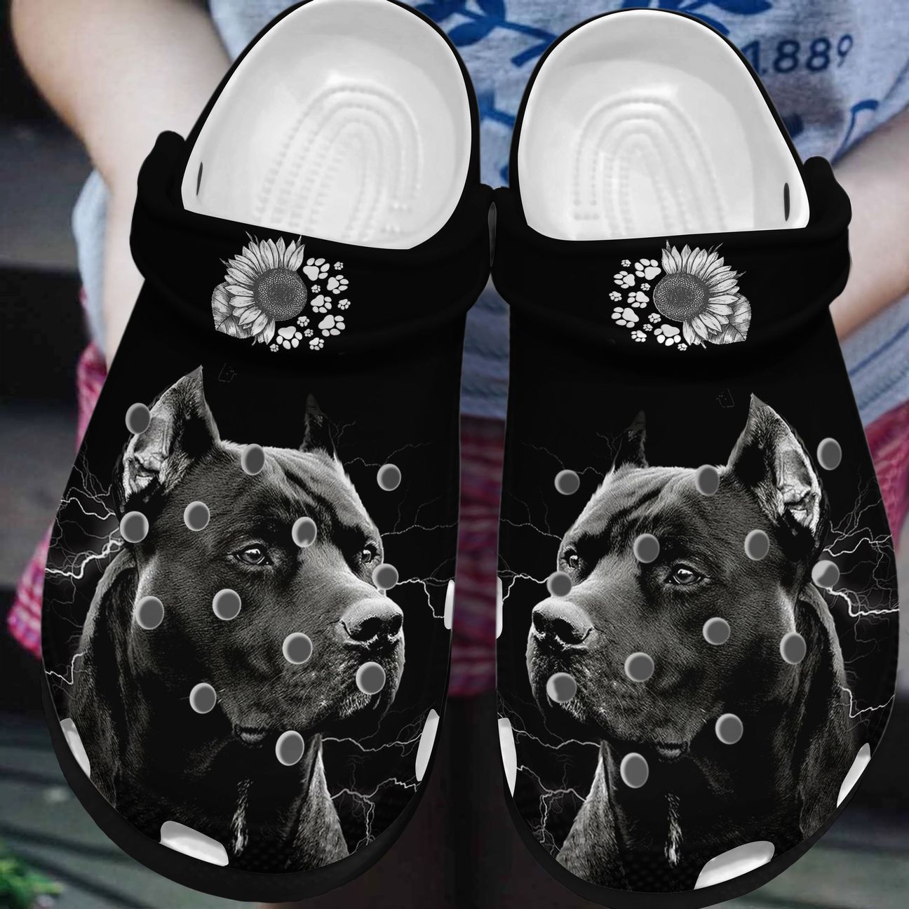 Pitbull Personalized Clog, Custom Name, Text, Color, Number Fashion Style For Women, Men, Kid, Print 3D Thunder Pitbull