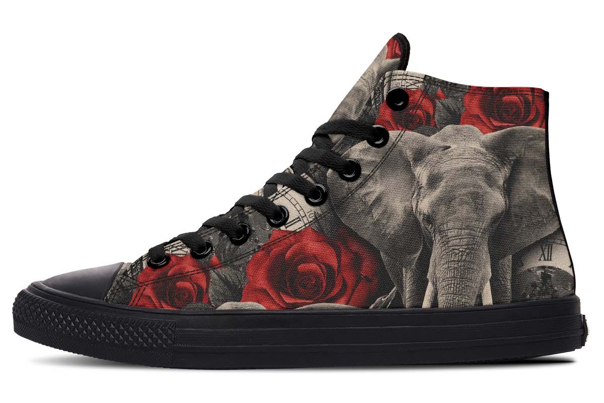 Vintage Clock Elephant High Top Vans Shoes