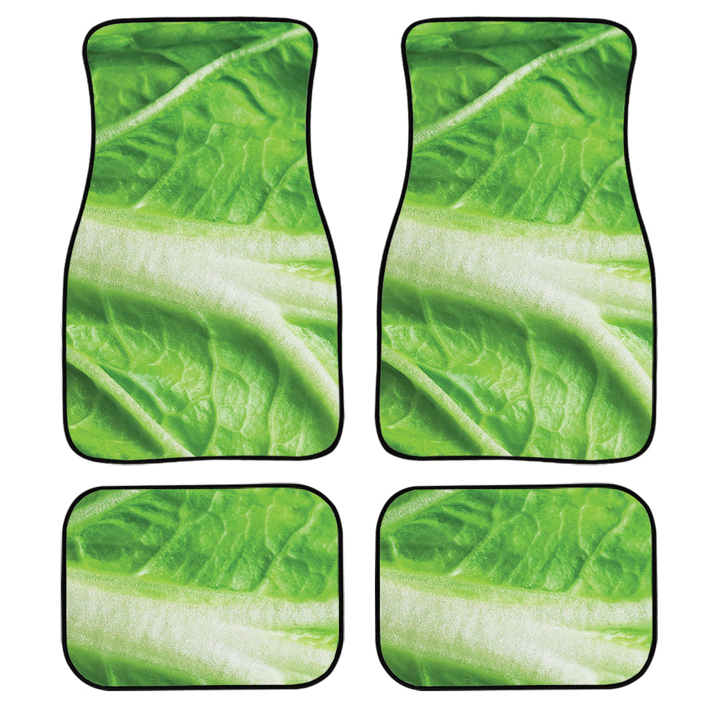 Green Cabbage Leaf Print Front And Back Car Floor Mats, Front Car Mat